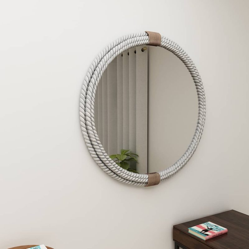 Mirror with rope frame